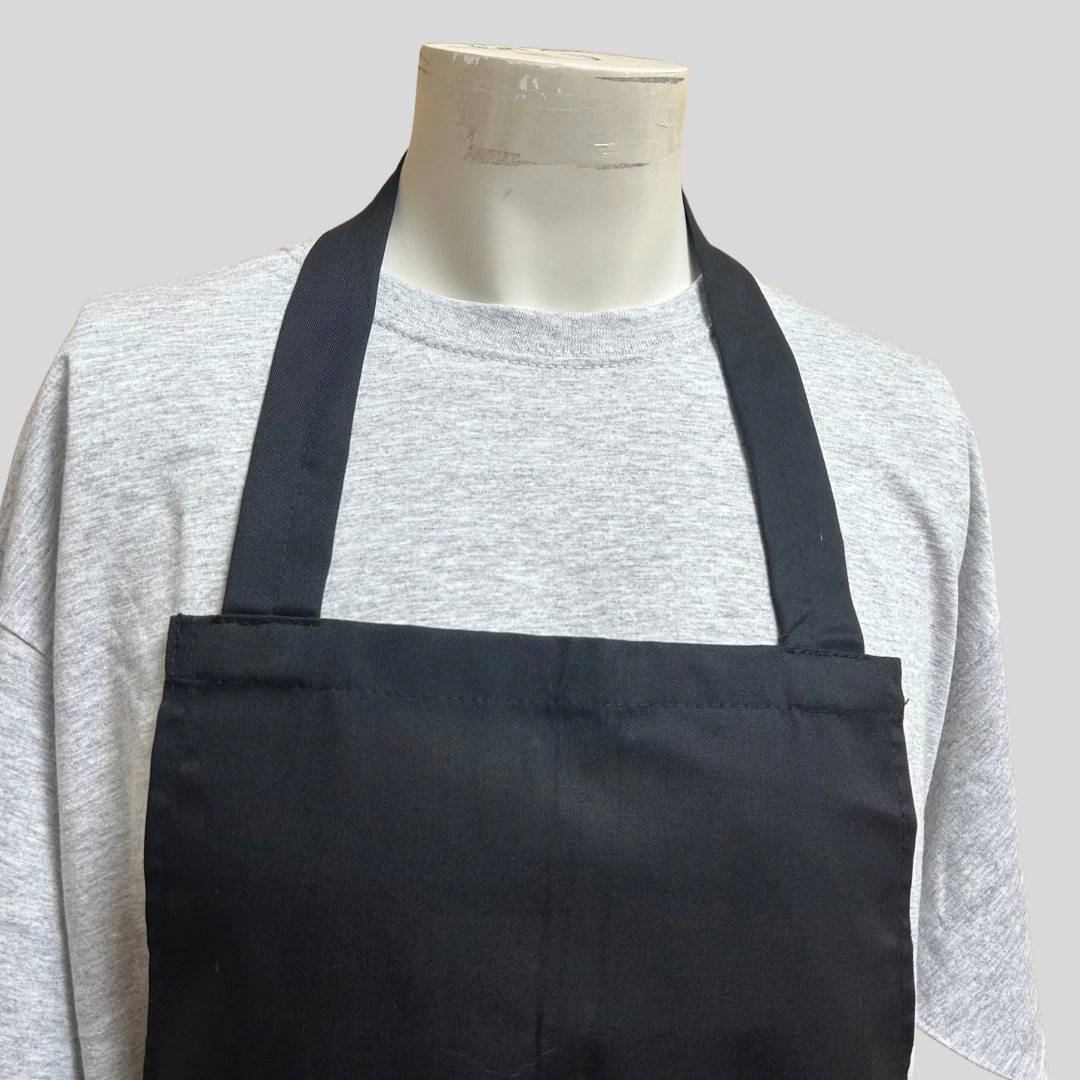 Black Bib Apron with Black Ties β No Pocket (One Size)