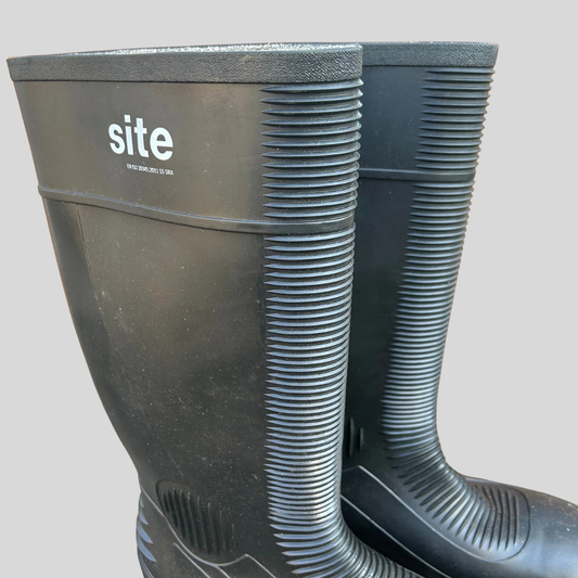 Size 11 Site Black Ribbed Wellies