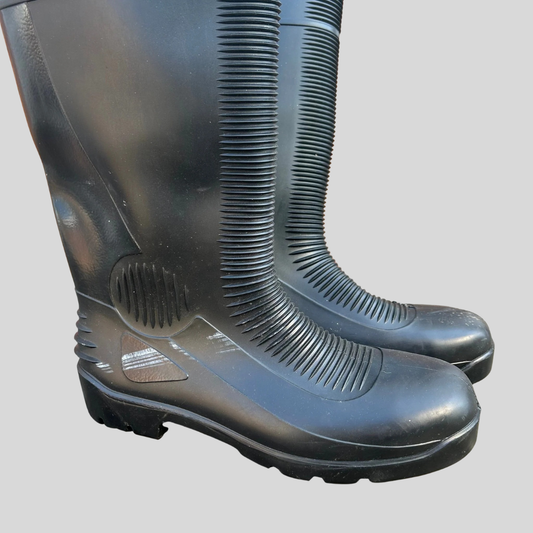 Size 12 Site Black Ribbed Wellies