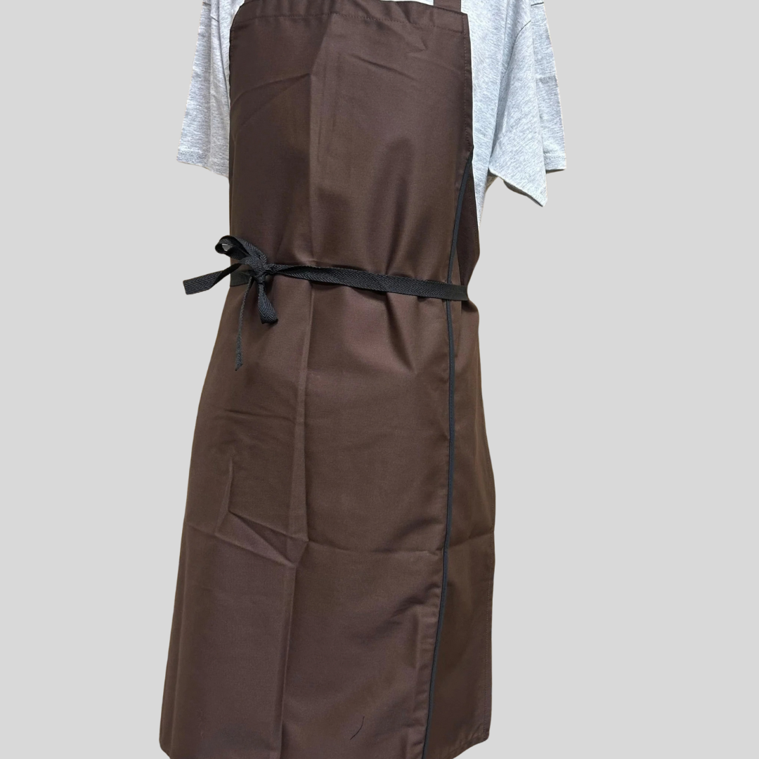 Brown Bib Apron with Black Ties – FAITHFUL Brand (One Size)