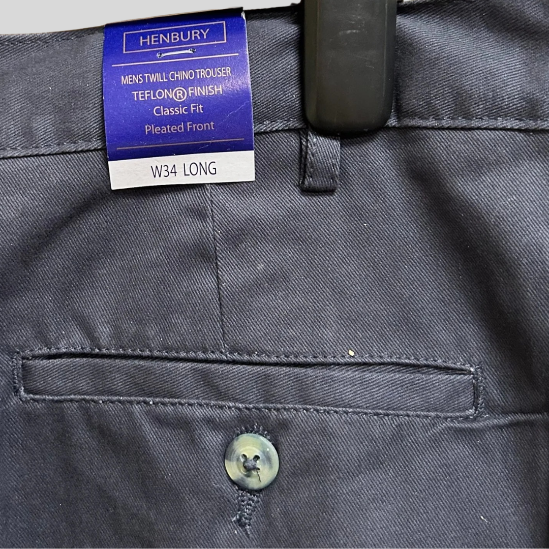 34" Navy Chinos Henbury H600