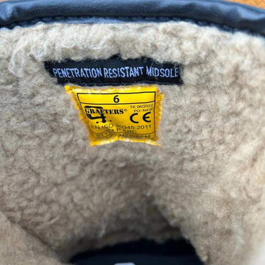 Size 6 Grafters M239BSM Tan Leather Steel Toe Cap Rigger Boots – Penetration Resistant Midsole
