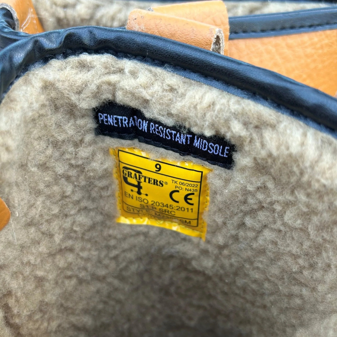 Size 9 Grafters M239BSM Tan Leather Steel Toe Cap Rigger Boots β Lined