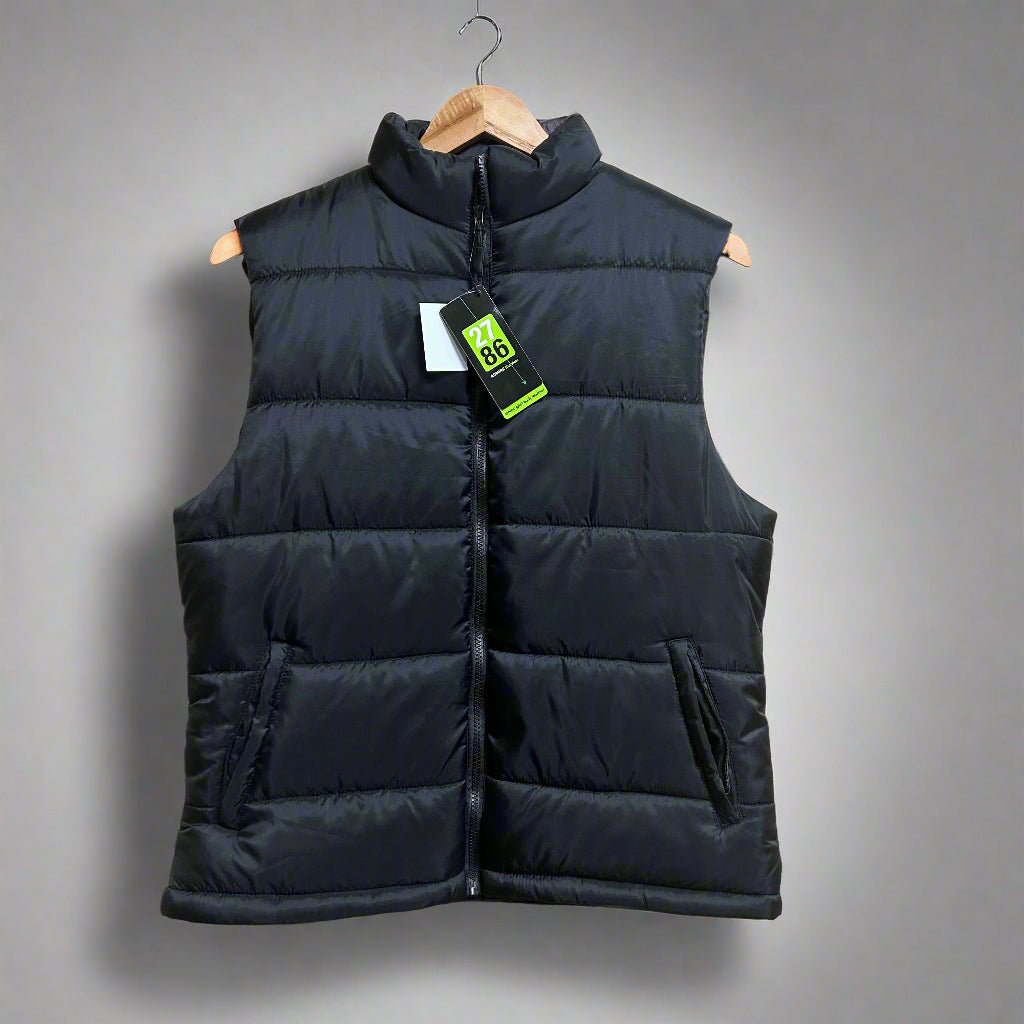 27/86 Men’s Black Puffer Bodywarmer Gilet – XXL - Cleaning Products UK