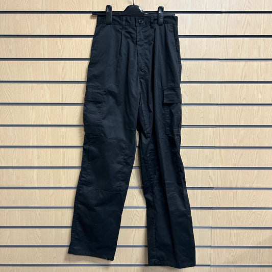 28" Long Combat Trouser Black - 245Gsm - Velcro Pockets - Cleaning Products UK