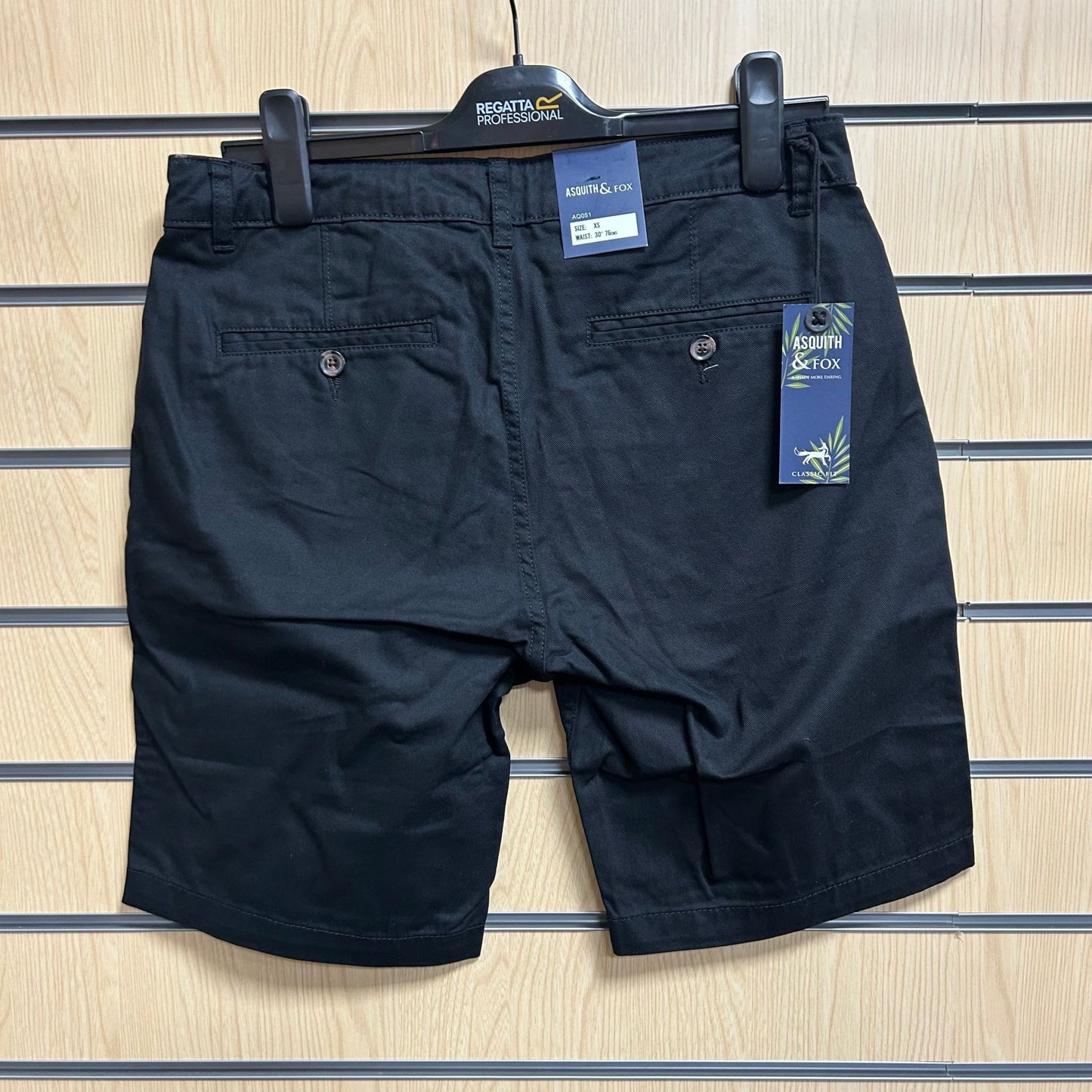 30" Black Chino Shorts Asquith and Fox - Cleaning Products UK