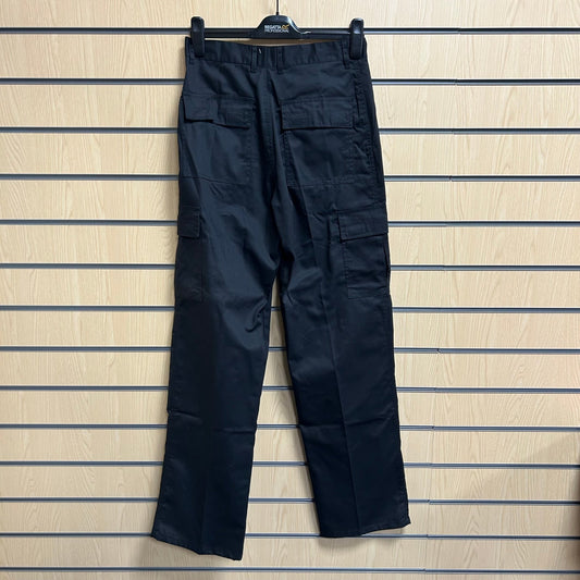 30" Long Combat Trousers Black - 245Gsm - Velcro Pockets - Cleaning Products UK