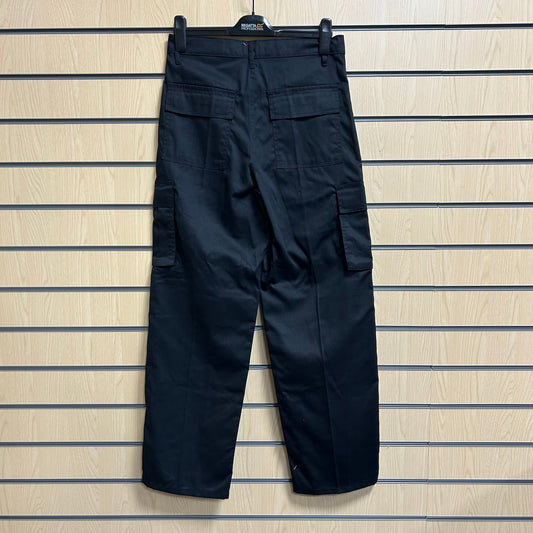 30" Reg Combat Trousers Black - 245Gsm - Velcro Pockets - Cleaning Products UK