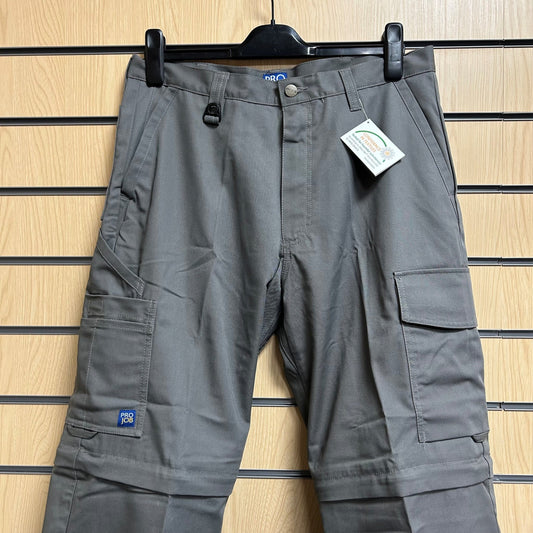 34" Regular ProJob Grey zip off legs work trousers - Cleaning Products UK