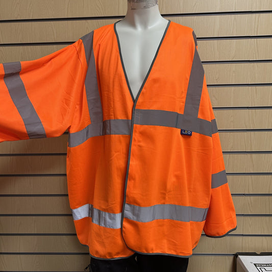 5XL Hi - Vis Orange Long Sleeved Safety Vest - Cleaning Products UK