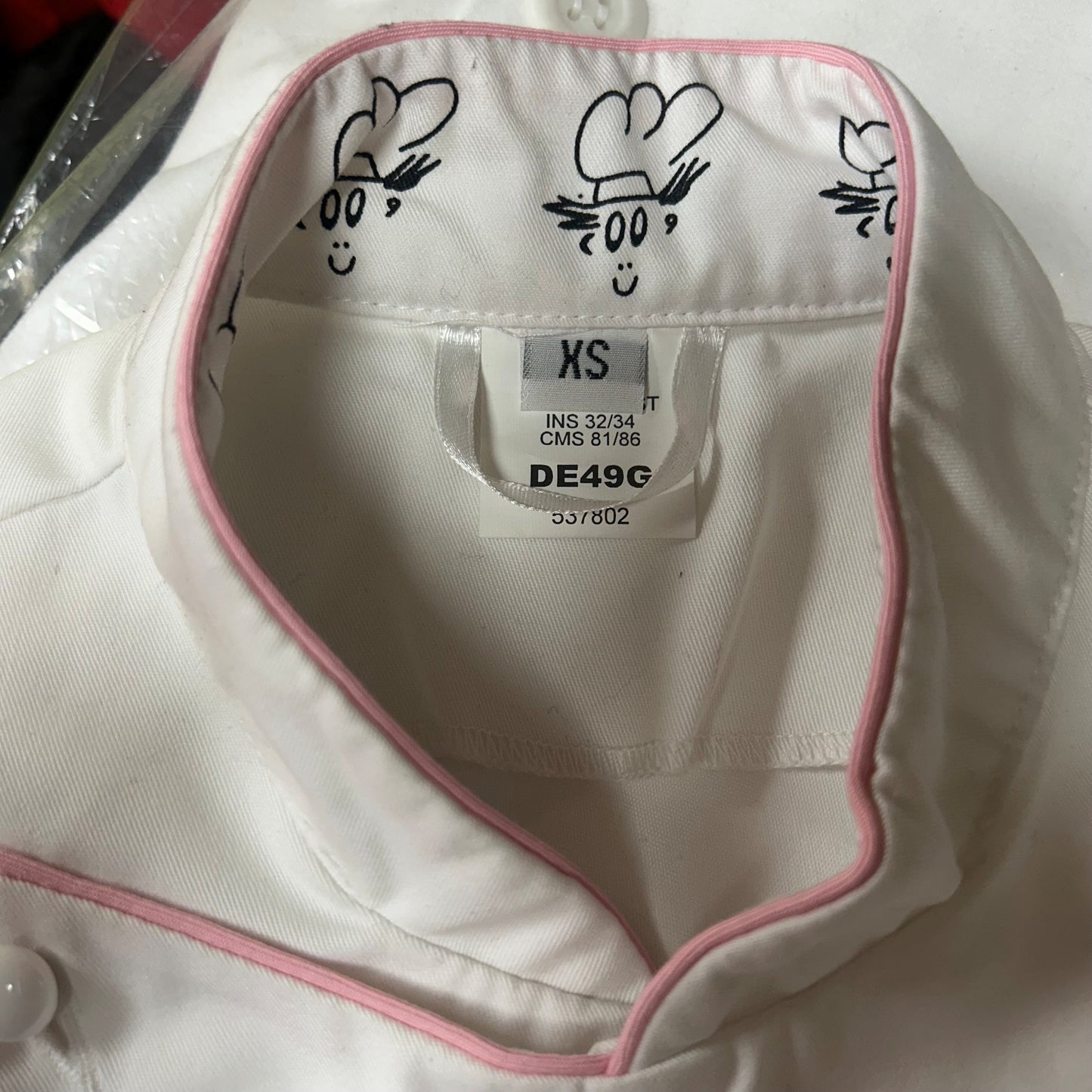 XSmall Le Chef Jacket DE49G White with Pink Detailing