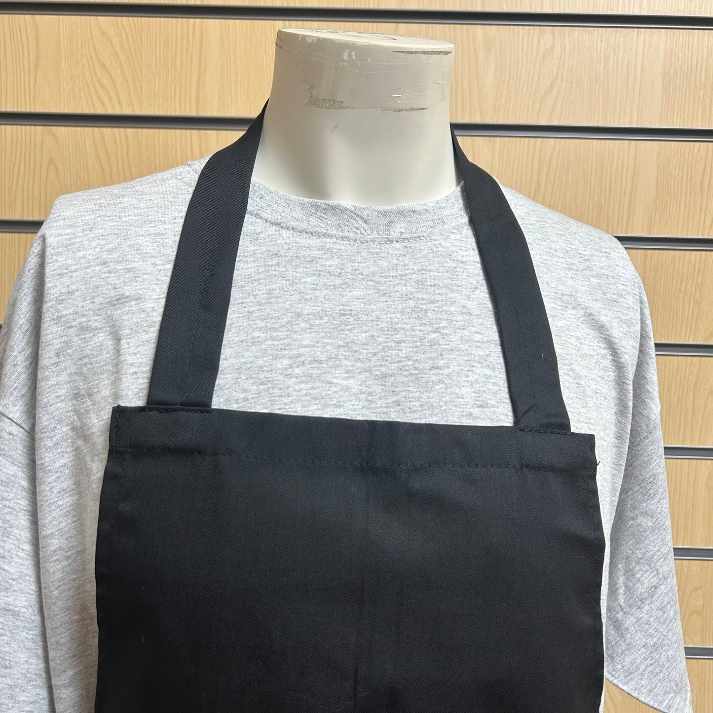 Black Bib Apron with Black Ties – No Pocket (One Size) - Cleaning Products UK