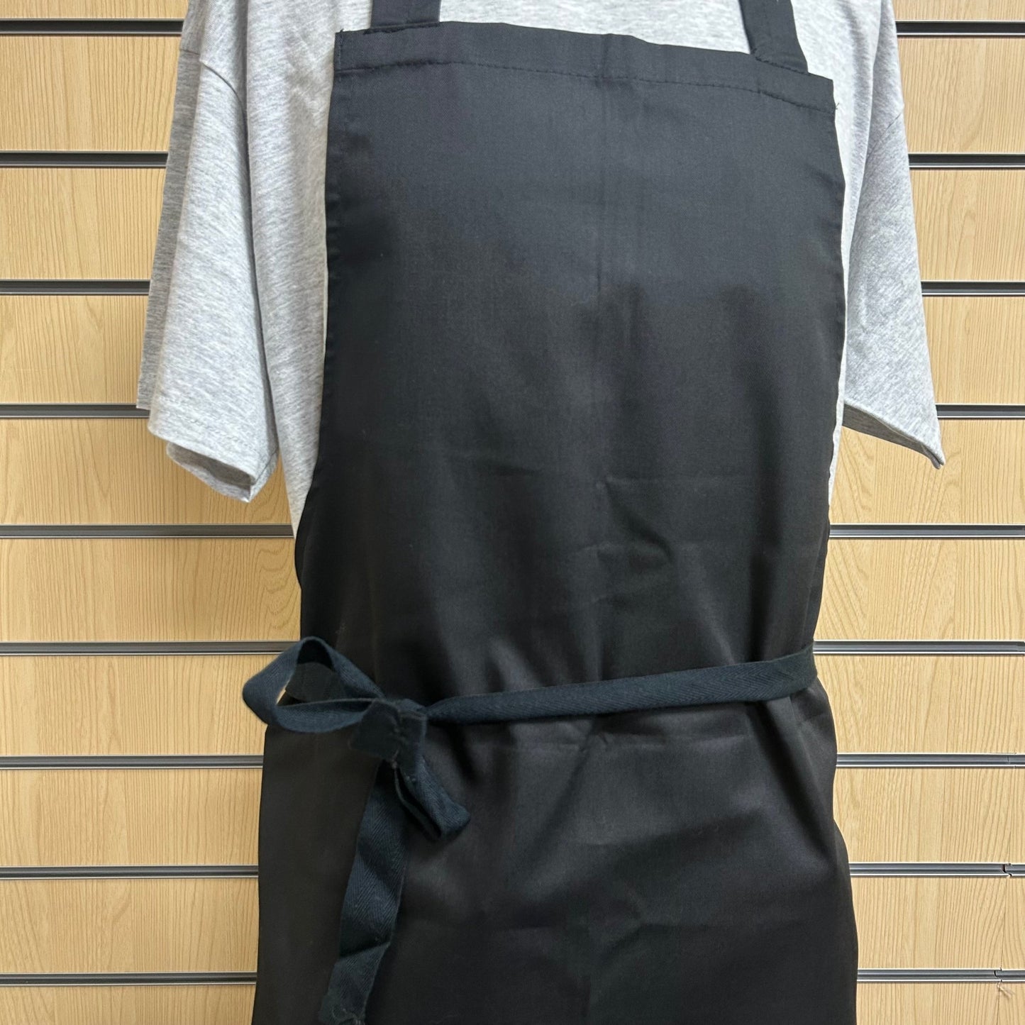 Black Bib Apron with Black Ties – No Pocket (One Size) - Cleaning Products UK
