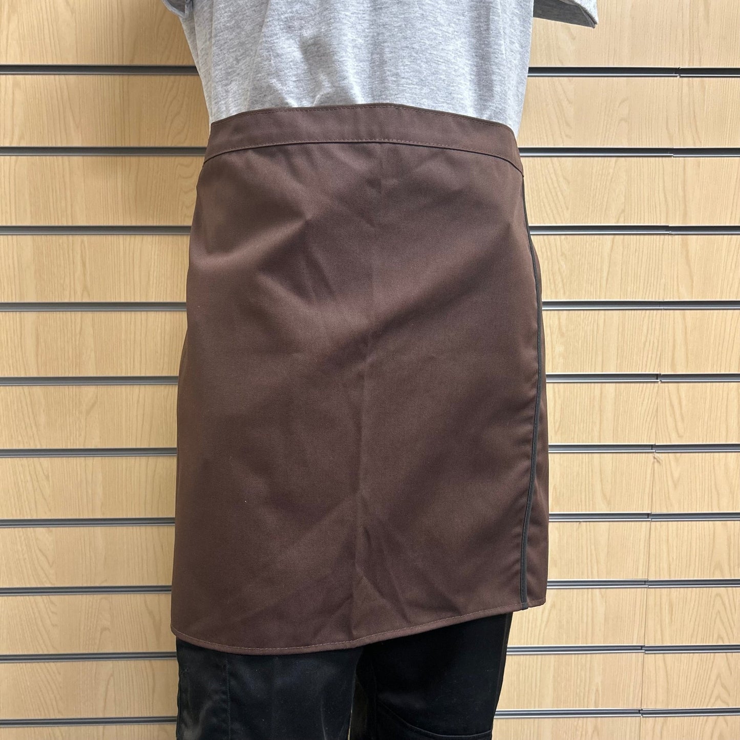 Black & Brown Bib Apron – 16"x29", No Pocket (Poly - Cotton Blend) - Cleaning Products UK