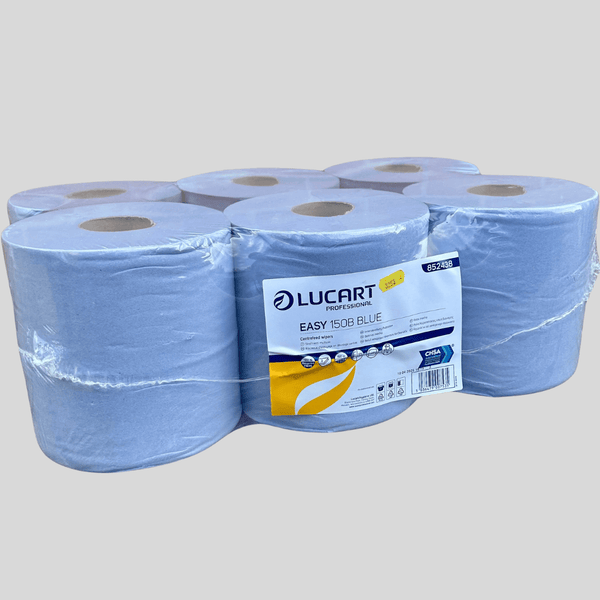 Blue Centrefeed Roll 150m Pack of 6 Rolls - Lucart EASY 150B - Cleaning Products UK