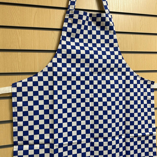 Blue & White Check Chef Bib Apron | Professional Catering Kitchen Wear - Cleaning Products UK