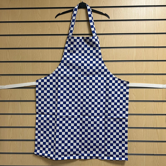 Blue & White Check Chef Bib Apron | Professional Catering Kitchen Wear - Cleaning Products UK