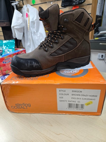 Brown Crazy Horses Safety Boots – Size 9
