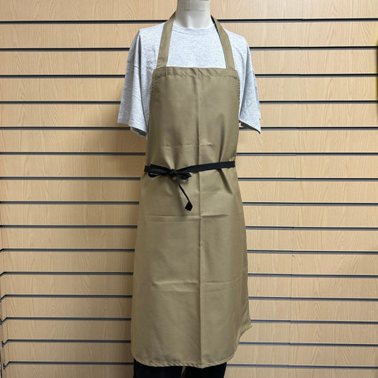 Caramel Brown Bib Apron with Black Ties β No Pocket, 36"x29" (One Size) - Cleaning Products UK