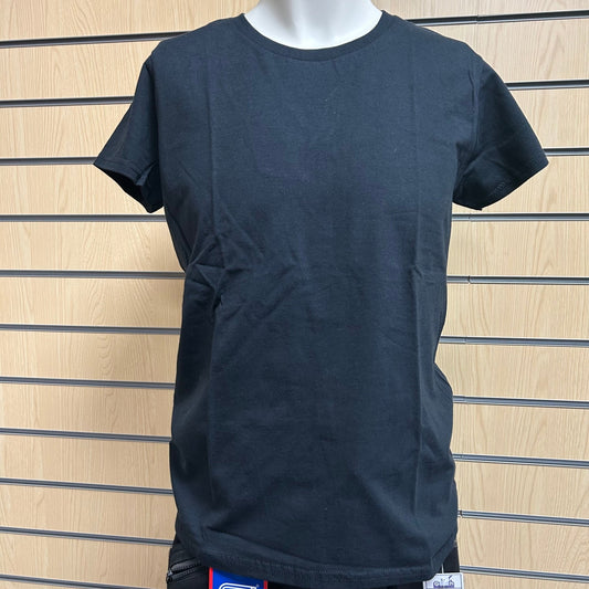 Gildan Medium Black Ladies T-shirt Short Sleeve Cotton Crew Neck - Cleaning Products UK