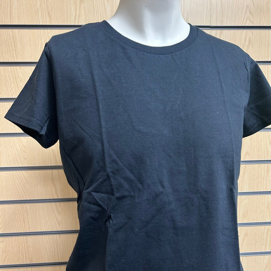 Gildan Medium Black Ladies T-shirt Short Sleeve Cotton Crew Neck - Cleaning Products UK
