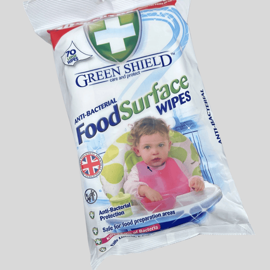Green Shield Anti - Bacterial Food Surface Wipes – Pack of 70 - Cleaning Products UK
