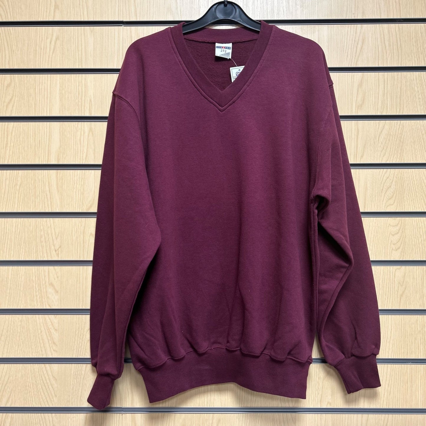Large Bugundy Vneck Sweatshirt Jerzees 272 - Cleaning Products UK