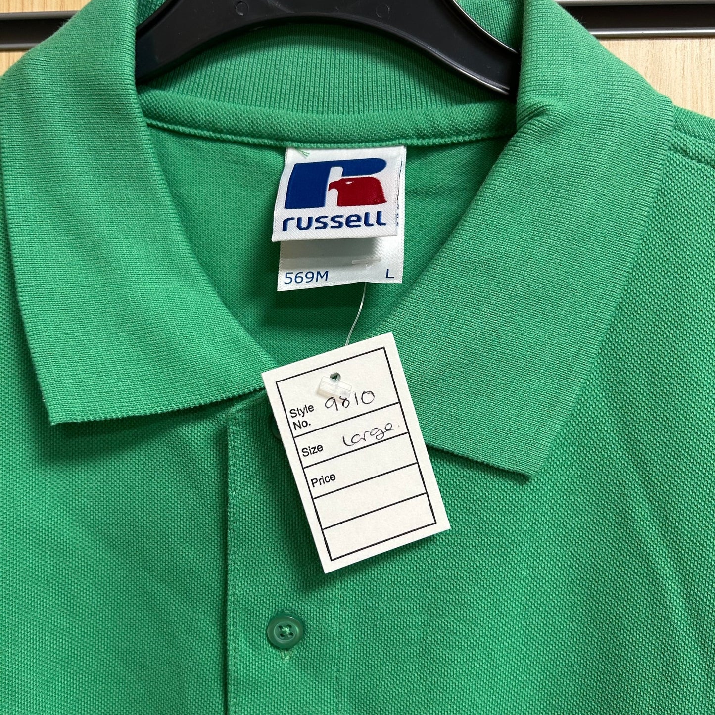 Large Green Polo Shirt Russell 569M - Cleaning Products UK