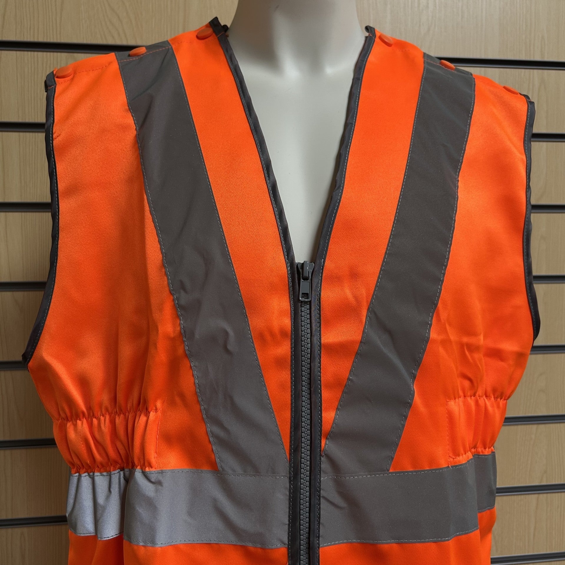 Large Hi - Vis Orange Railway Safety Waistcoat - Cleaning Products UK