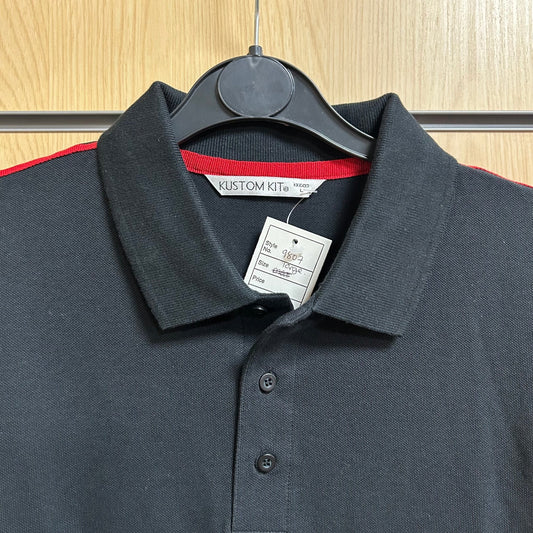 Large Polo Shirt Black & Red Kustom Kit KK603 - Cleaning Products UK
