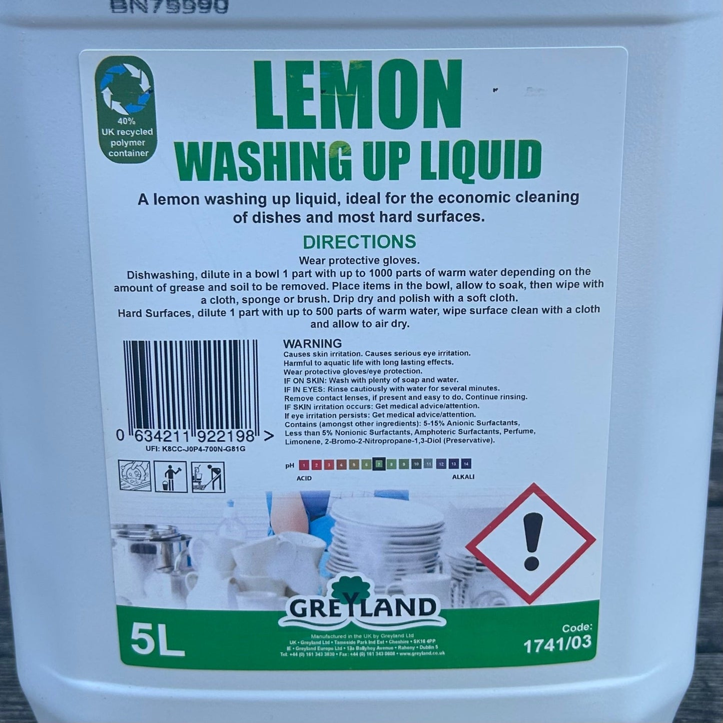 Lemon Washing Up Liquid 5ltr - Cleaning Products UK