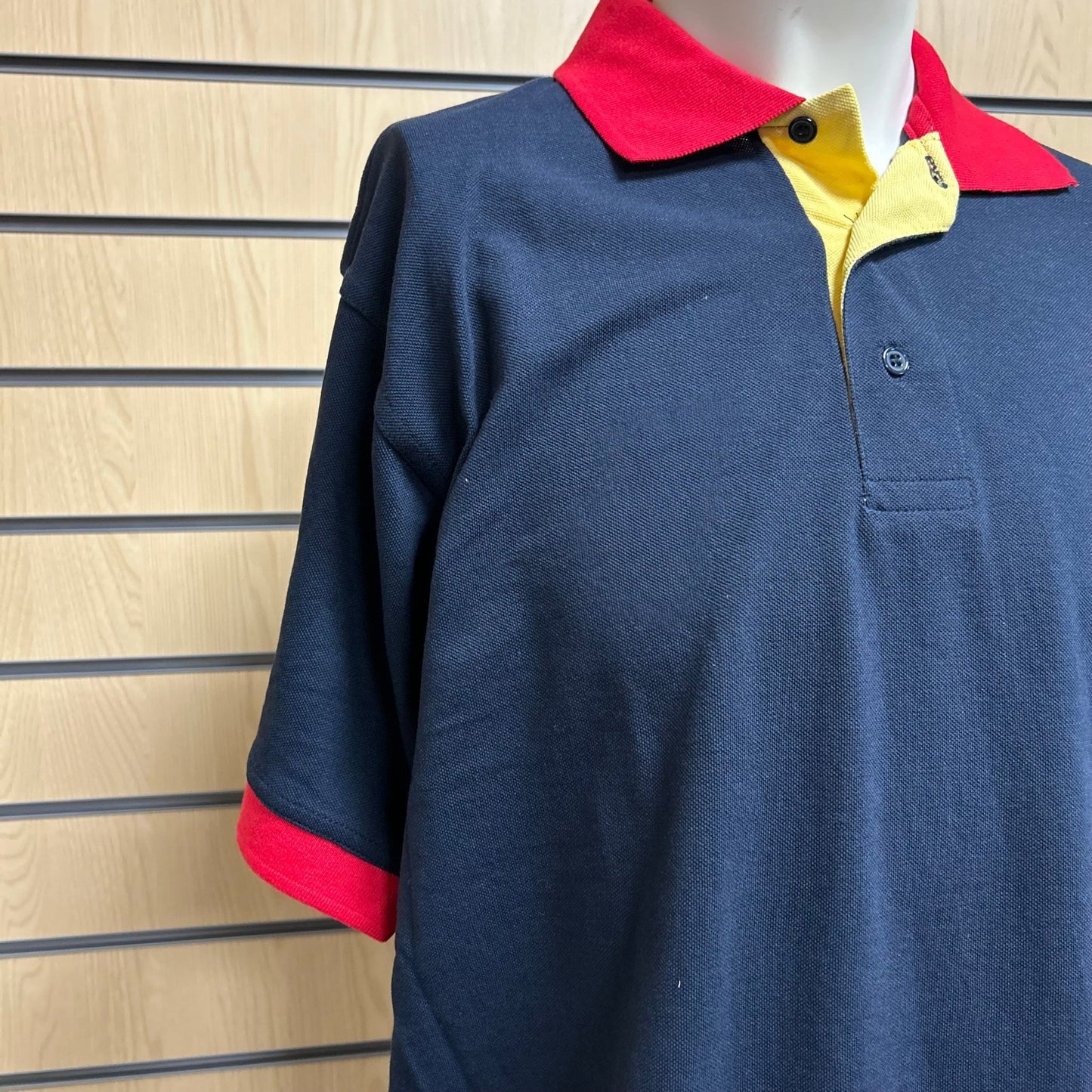 Medium Kustom Kit Polo Shirt| Navy with Red & Yellow Trim (KK404) - Cleaning Products UK
