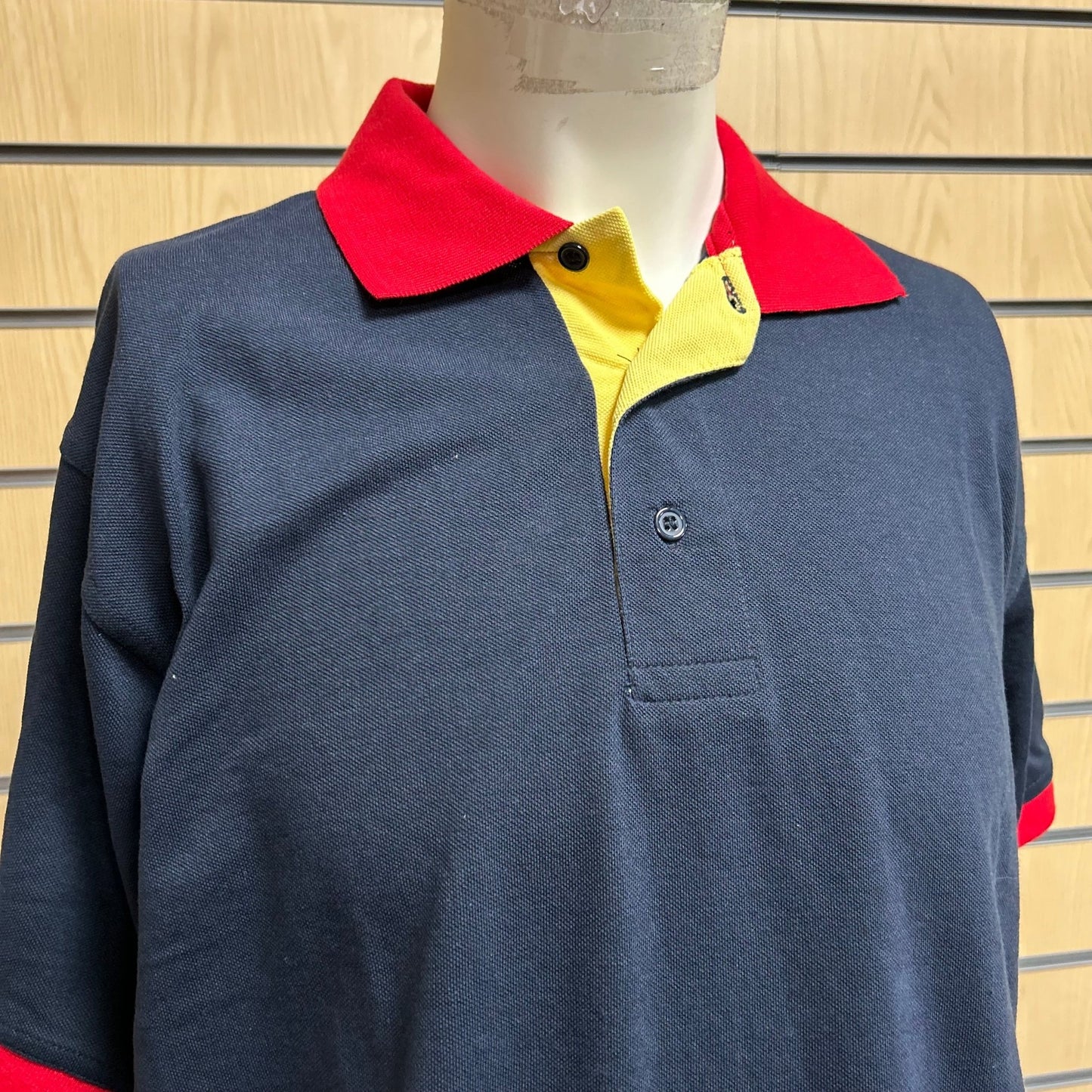 Medium Kustom Kit Polo Shirt| Navy with Red & Yellow Trim (KK404) - Cleaning Products UK