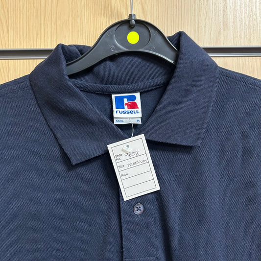 Medium Navy Long Sleeve Polo Shirt Russell 569L - Cleaning Products UK