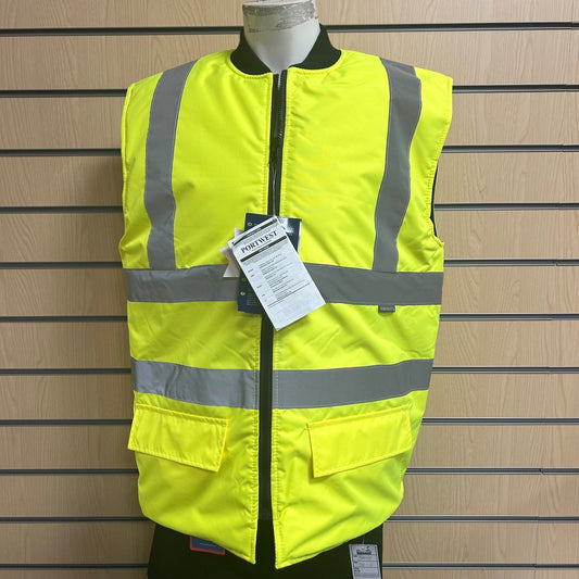Medium Portwest Hi - Vis Yellow Bodywarmer - Cleaning Products UK