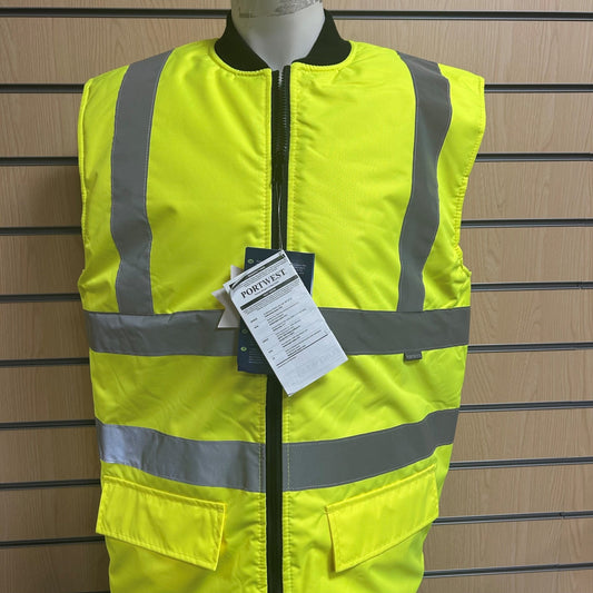 Medium Portwest Hi - Vis Yellow Bodywarmer - Cleaning Products UK