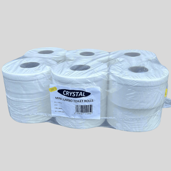 Mini Jumbo Toilet Rolls 150m Pack of 12 – 2 Ply 60mm Core - Cleaning Products UK