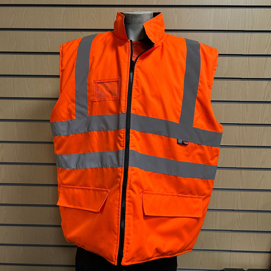 Orange 2XL Hi Vis Interactive Bodywarmer – Reversible Navy Inside - Cleaning Products UK