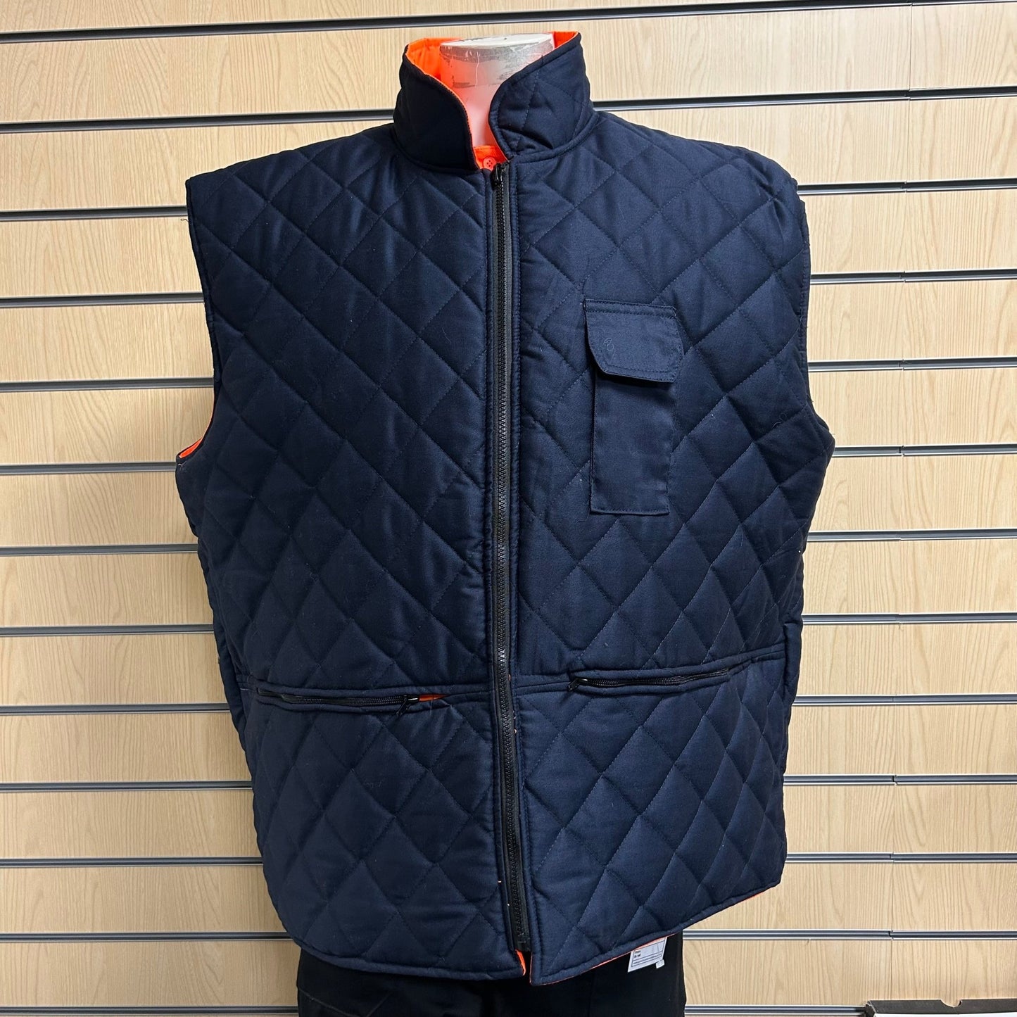 Orange 2XL Hi Vis Interactive Bodywarmer – Reversible Navy Inside - Cleaning Products UK