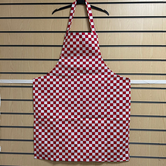 Red & White Check Chef Bib Apron | Professional Catering Kitchen Wear - Cleaning Products UK