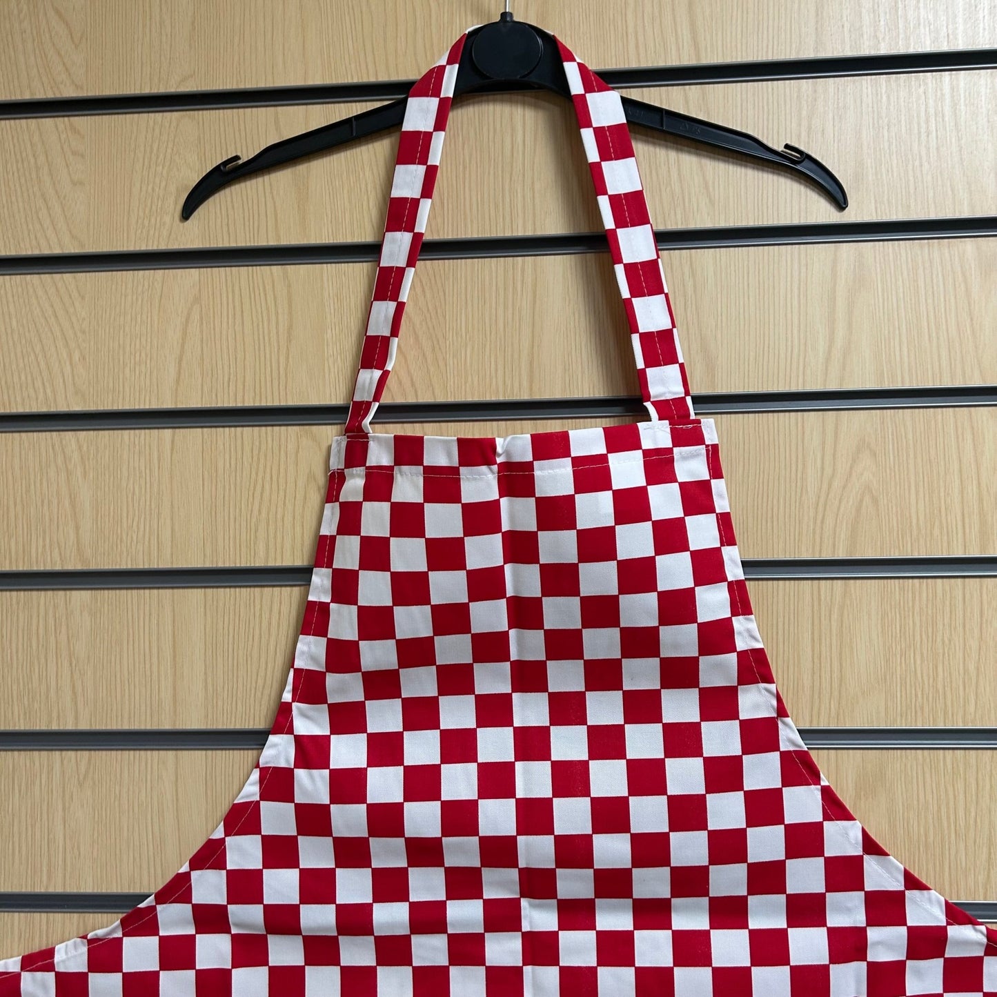 Red & White Check Chef Bib Apron | Professional Catering Kitchen Wear - Cleaning Products UK