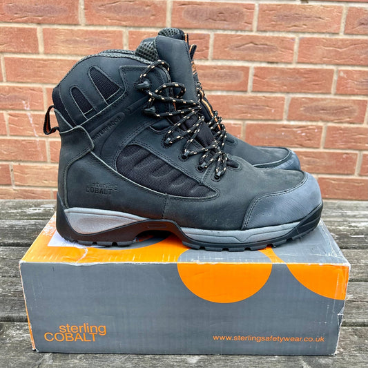 Size 10 Black Crazy Horses Safety Boots - Cleaning Products UK