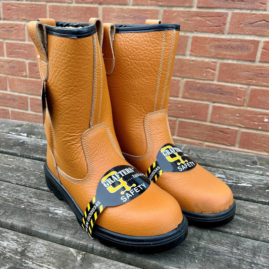 Size 10 Grafters M20BSM Tan Leather Steel Toe Cap Rigger Boots – Lined - Cleaning Products UK