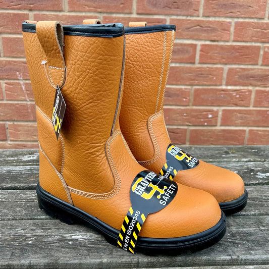Size 10 Grafters M20BSM Tan Leather Steel Toe Cap Rigger Boots – Lined - Cleaning Products UK