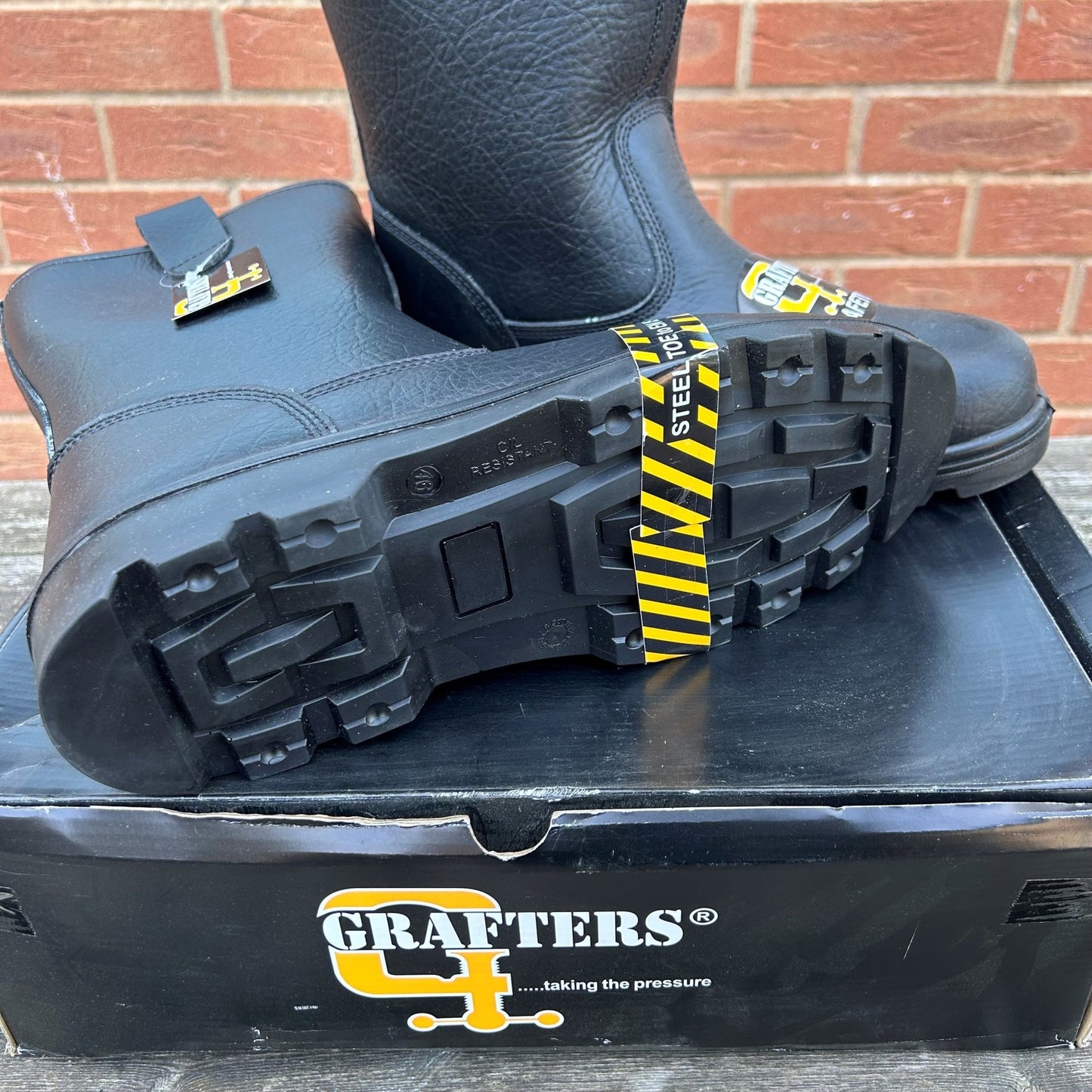 Size 11 Grafters M21A Black Leather Steel Toe Cap Rigger Boots – No Lining - Cleaning Products UK