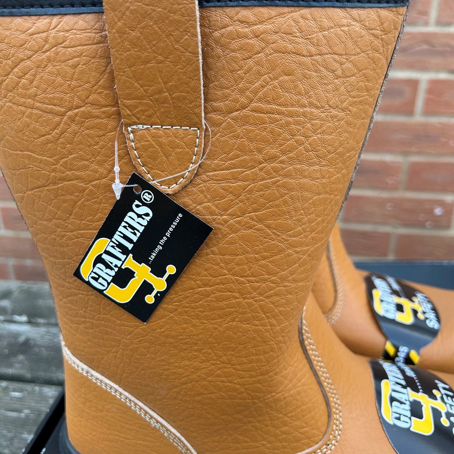Size 12 Grafters M21B Tan Leather Steel Toe Cap Rigger Boots – No Lining - Cleaning Products UK