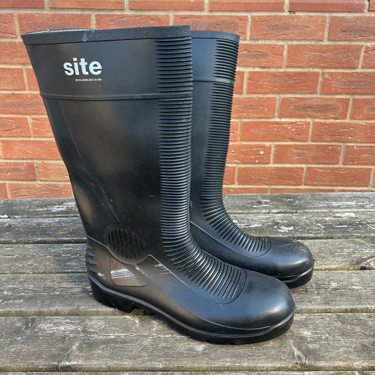 Size 12 Site Black Ribbed Wellies - Cleaning Products UK