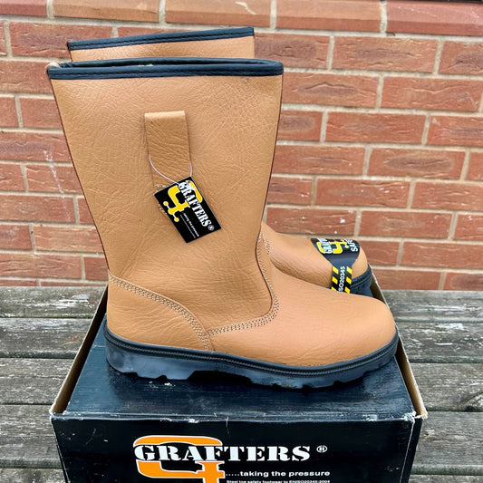 Size 13 Grafters M20BSMX Tan Leather Steel Toe Cap Rigger Boots – Lined - Cleaning Products UK