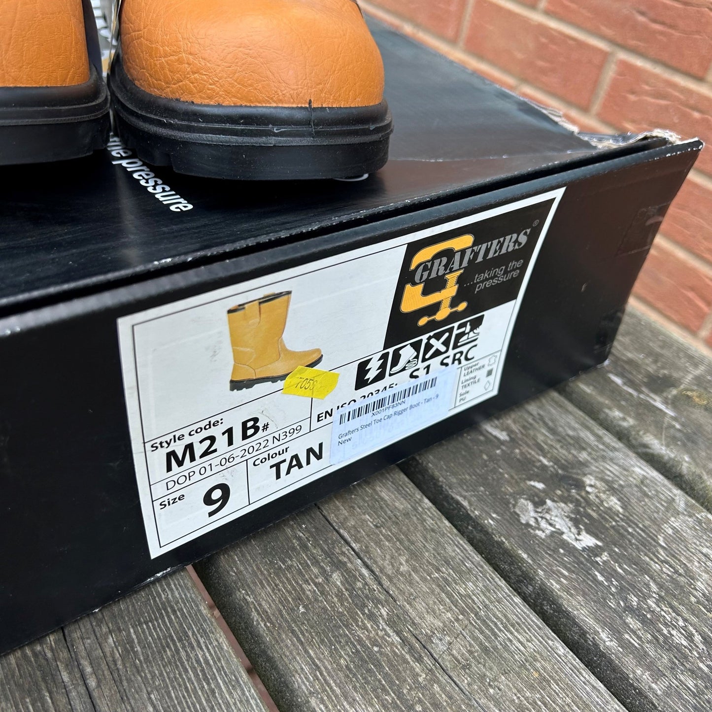 Size 9 Grafters M21B Tan Leather Steel Toe Cap Rigger Boots – No Lining - Cleaning Products UK