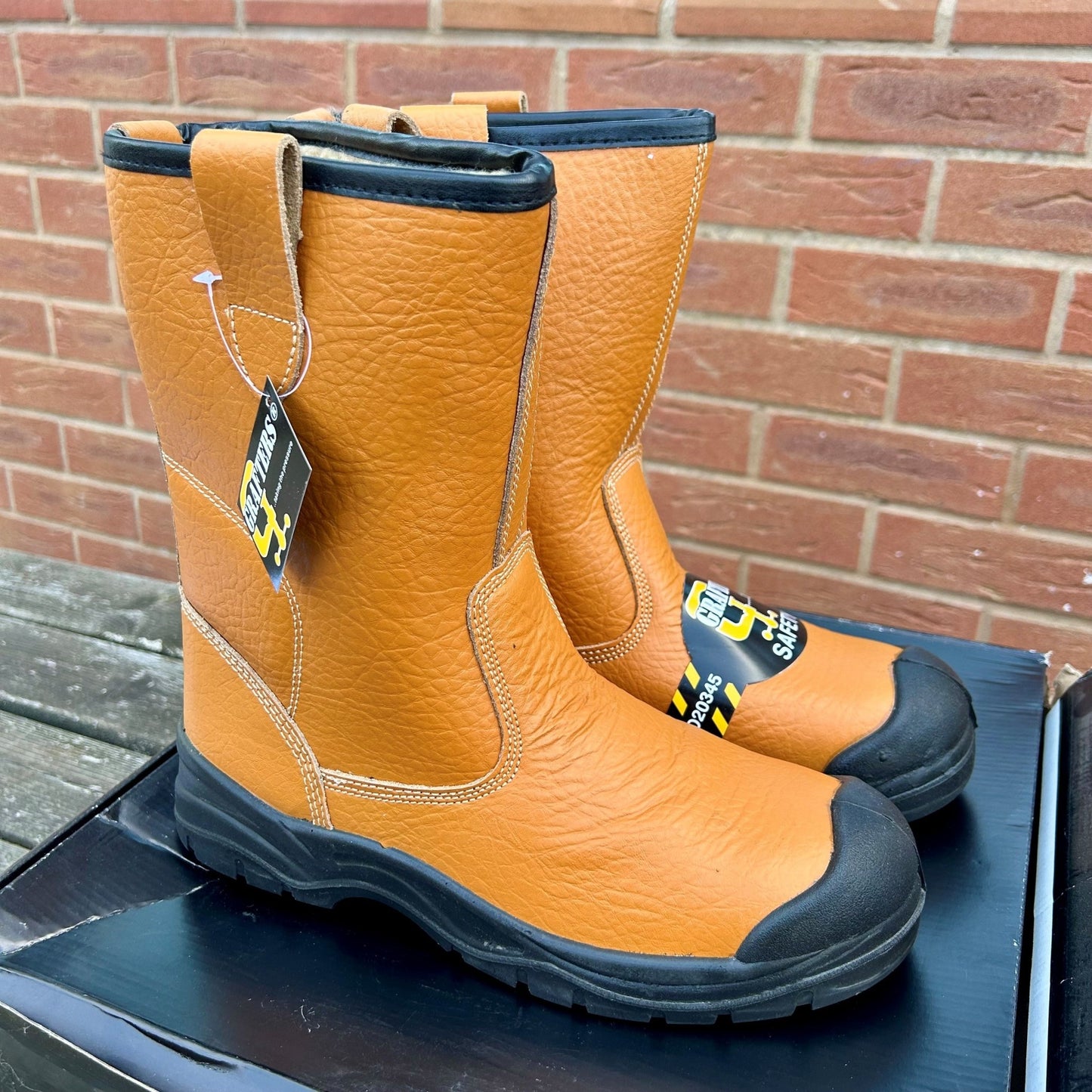 Size 9 Grafters M239BSM Tan Leather Steel Toe Cap Rigger Boots – Lined - Cleaning Products UK